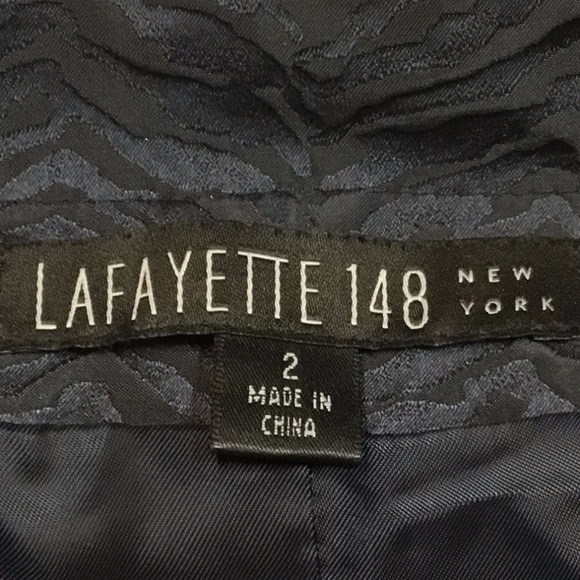 Lafayette 148 Blue Silk Blend Textured Crop Jacket - Picture 4 of 8